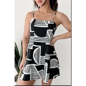 Promesa Shape And Form Geo-Print Mini Dress Spaghetti Strap Women’s Medium